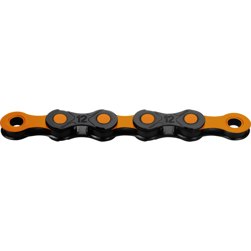 Kette, X12 DLC, black/orange, Waxed, 126 Glieder